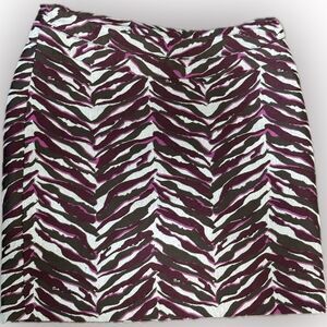 Merona Stylish Zebra Print Skirt - Black, Purple, White, Size 8